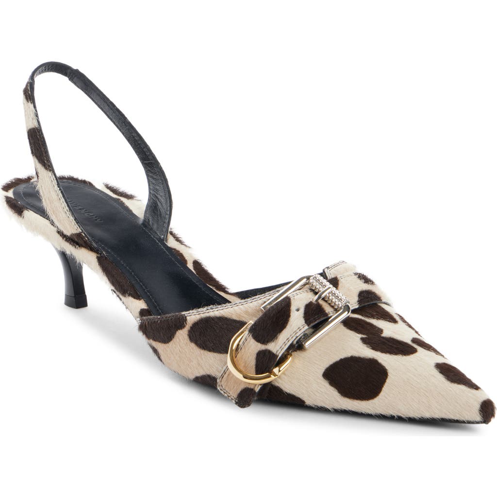 Givenchy Womens Brown/oth Voyou 45 Dalmation-pattern Leather Slingback Pumps Eur 38/5 Uk In Black/beige Calf Hair