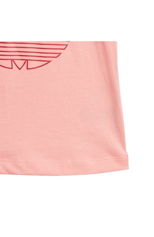 Shop Adidas Originals Adidas Trefoil Graphic T-shirt & Bike Shorts Set In Semi Pink Spark/victory Red