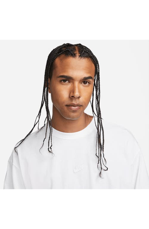 Nike Premium Essentials Logo-embroidered Cotton-jersey T-shirt In White/white