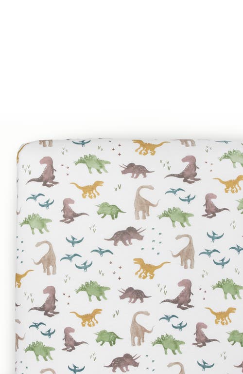 little unicorn Knit Crib Sheet in Neutral Dino Friends at Nordstrom