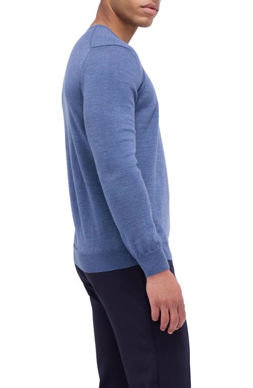Bugatchi Scott Crewneck Merino Wool Sweater In Denim