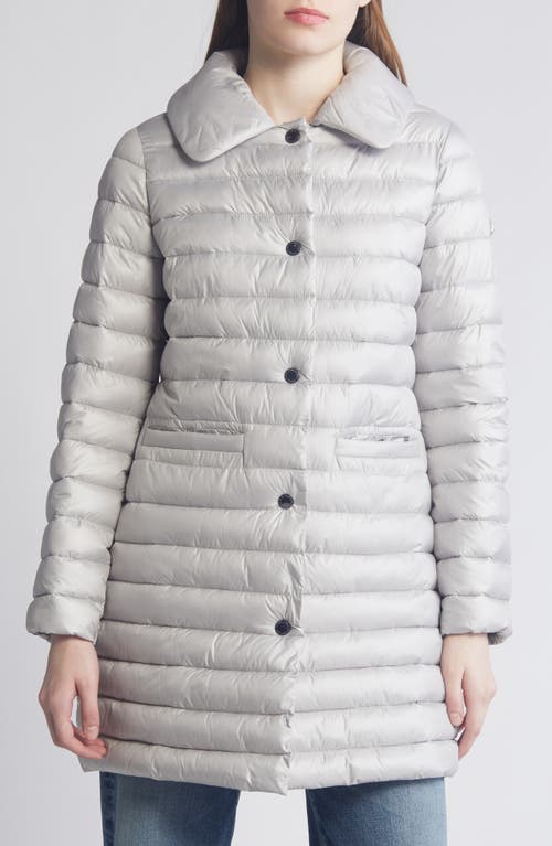 Paneled Water Resistant Snap Front Walking Puffer Coat in Ice