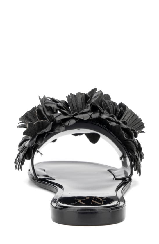 New York And Company Anella 3d Flower Slide Sandal In Black