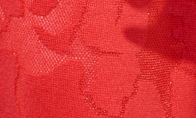 Shop Ming Wang Floral Jacquard Short Sleeve Longline Jacket In Flamenco
