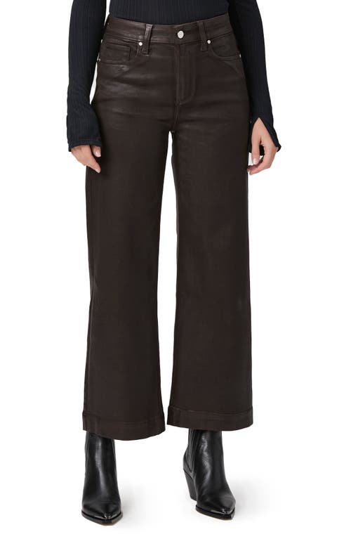 Shop Paige Anessa Coated Wide Leg Ankle Jeans In Chicory Coffee Luxe Coating