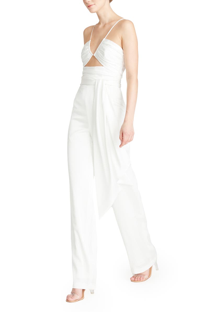 ML Monique Lhuillier Halter Neck Satin Jumpsuit | Nordstrom