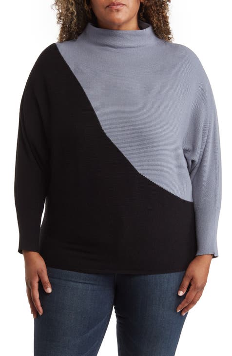 Colorblock Dolman Sleeve Sweater (Plus)
