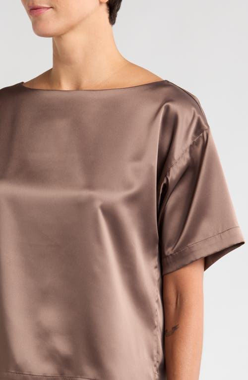 Shop Natori Glamour Satin Pajama Top In Taupe