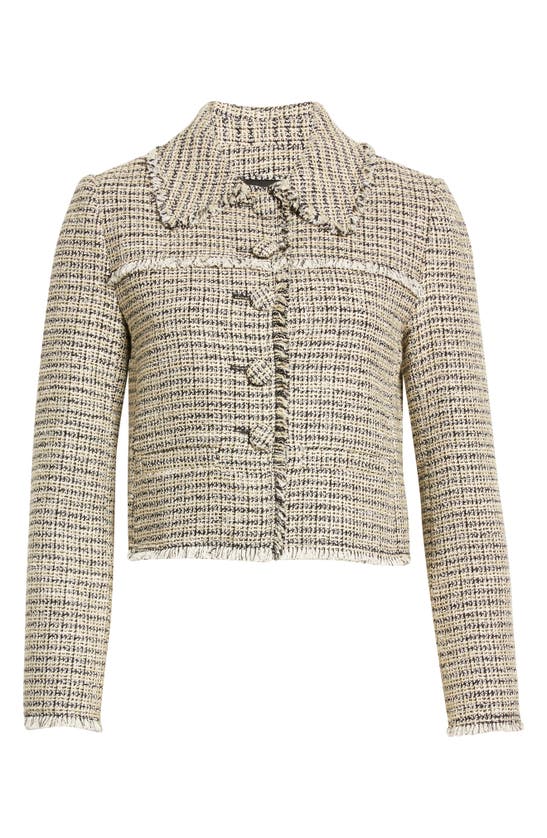 Cropped Frayed Cotton-blend Tweed Jacket In Giallo