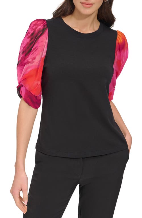 DKNY Floral Puff Sleeve Top at Nordstrom,