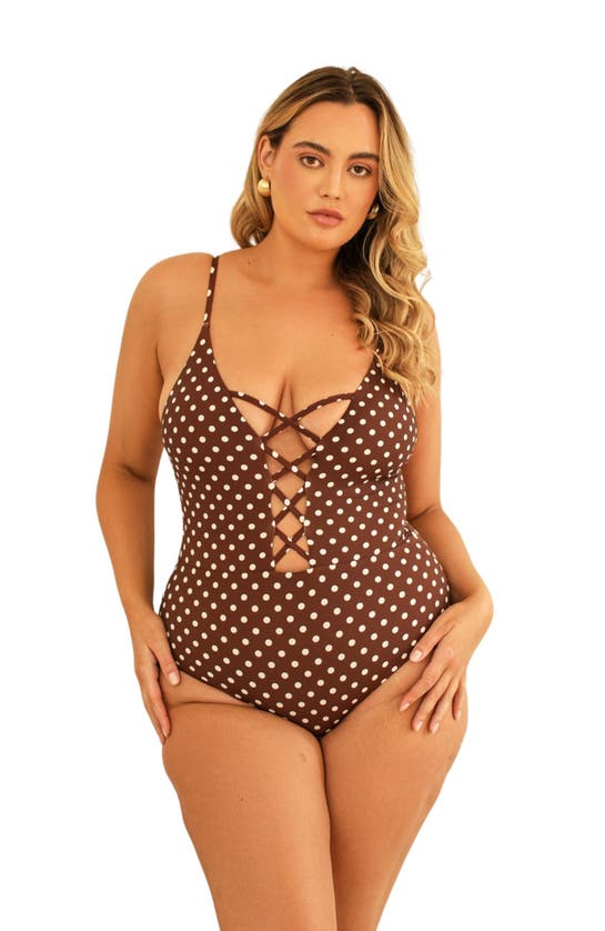 Shop Dippin Daisys Bliss One Piece In Dotted Brown