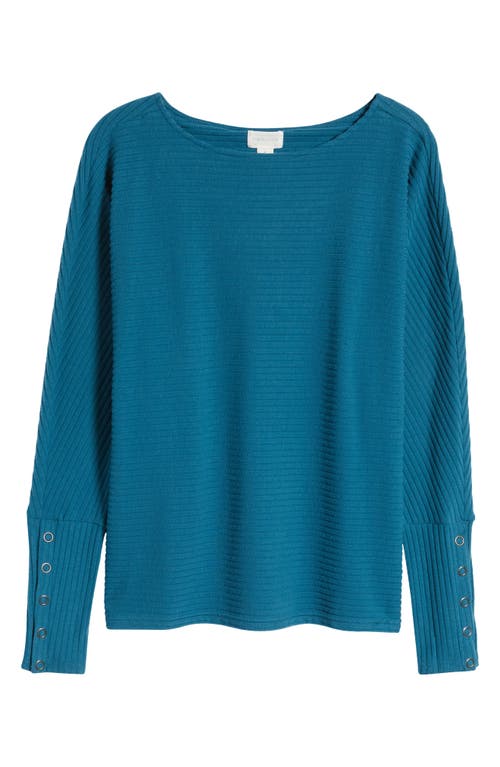 Shop Caslonr Caslon(r) Snap Cuff Dolman Sleeve Rib Top In Teal Coral