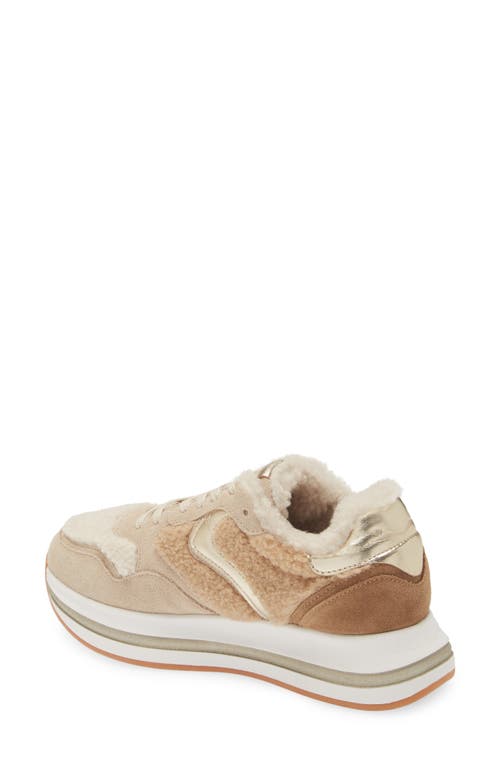 Voile Blanche Melany Faux Shearling Sneaker In Beige