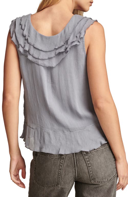 Shop Lucky Brand Triple Ruffle Plissé Tank Top In Aqua Gray