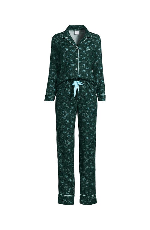 Shop Lands' End Drapey Flannel 2 Piece Pajama Set In Deep Forest Trees