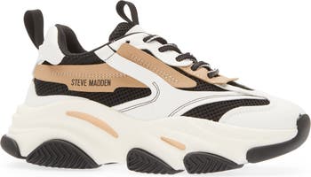 Steve Madden Possession Chunky Lace-Up Sneakers, Womens, 10M, Almond