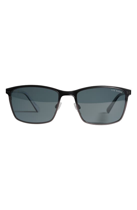Ted Baker 57mm Polarized Rectangle Sunglasses In Black