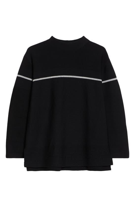Shop Cfcl Garter Metallic Stripe Mock Neck Sweater In Black-silver