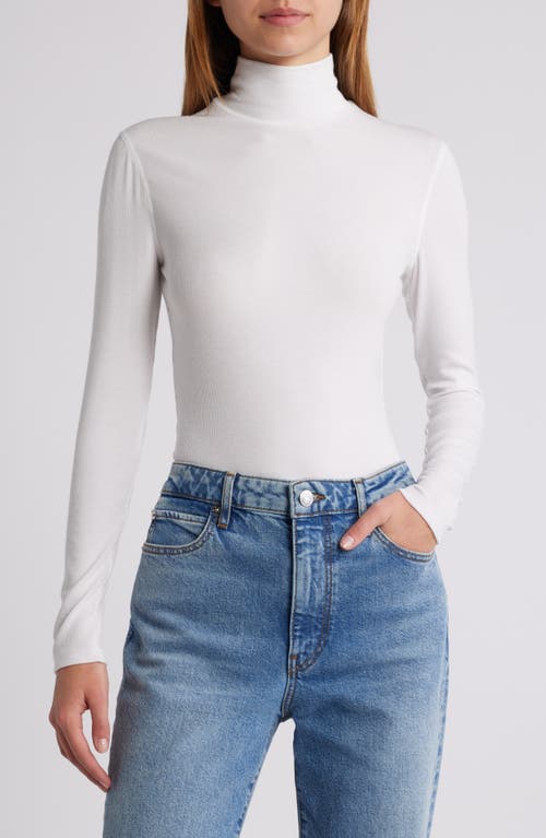Frame Rib Knit Turtleneck Top In White
