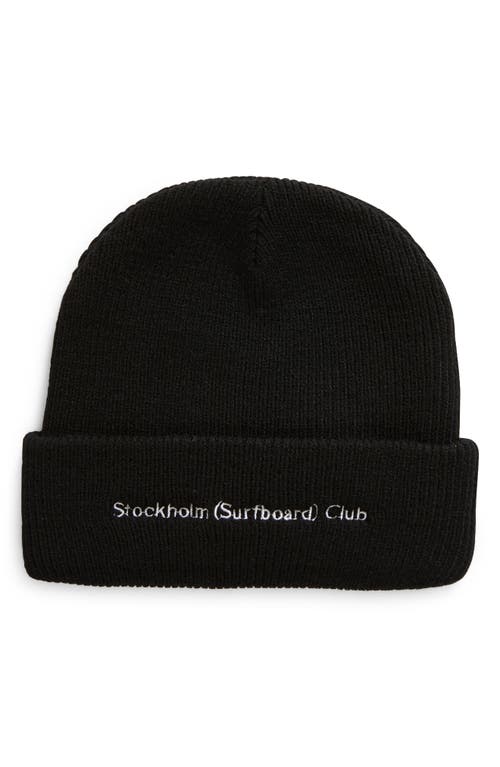 STOCKHOLM SURFBOARD CLUB Mossa Logo Embroidered Beanie in Black at Nordstrom