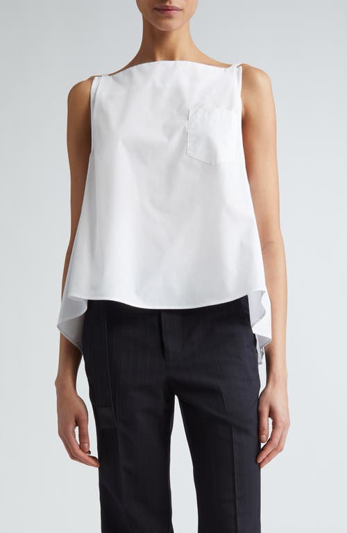 High-Low Poplin Camisole Shirt in Off White