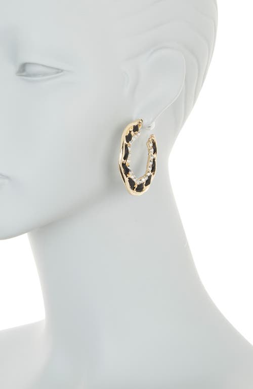 Shop Tasha Crystal Ribbon Hoop Earrings In Gold/black