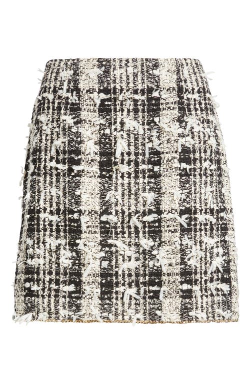 Kobi Halperin Dune Cotton Blend Tweed Skirt In Black/ivor