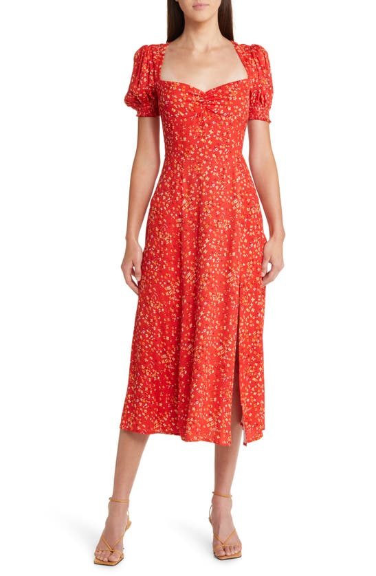 REFORMATION LACEY SMOCKED SLEEVE DRESS