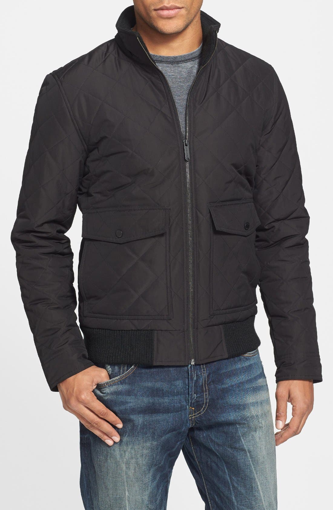 Black Rivet Diamond Quilted Bomber Jacket Nordstrom