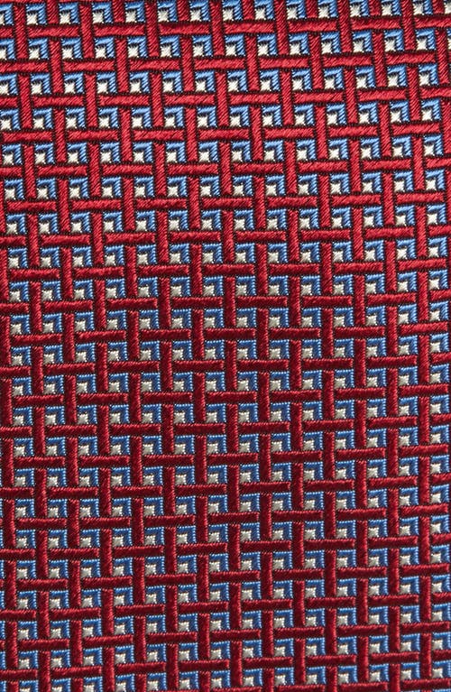 David Donahue Geometric Pattern Silk Tie In Red
