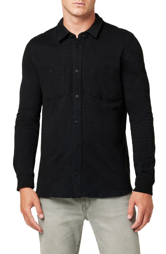 Joe's Utility Slub Jersey Button-up Shirt In Black