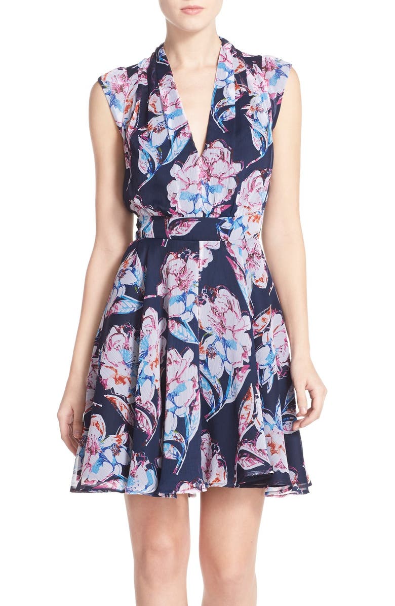 French Connection Print Chiffon Fit & Flare Dress | Nordstrom