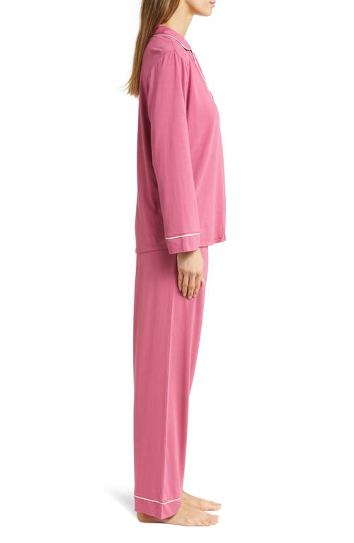 Shop Eberjey Gisele Jersey Knit Pajamas In Raspberry/ivory