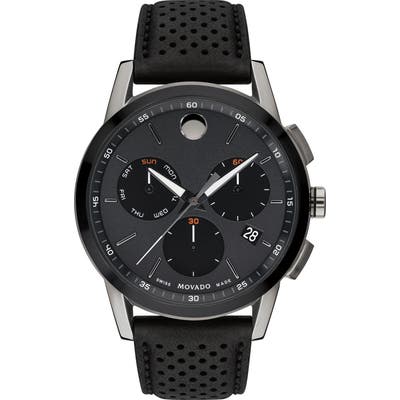 Movado Museum Chronograph Leather Strap Watch, 4m