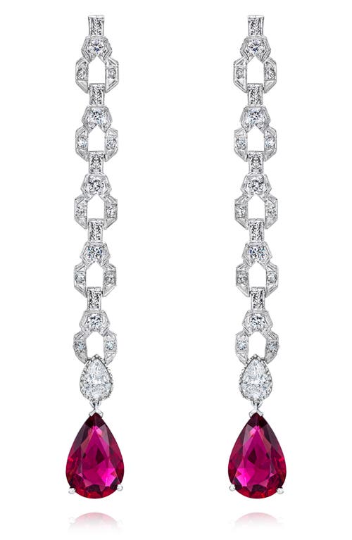 Mindi Mond Rubellite & Diamond Drop Earrings in Rubellite/Dia/Plat at Nordstrom