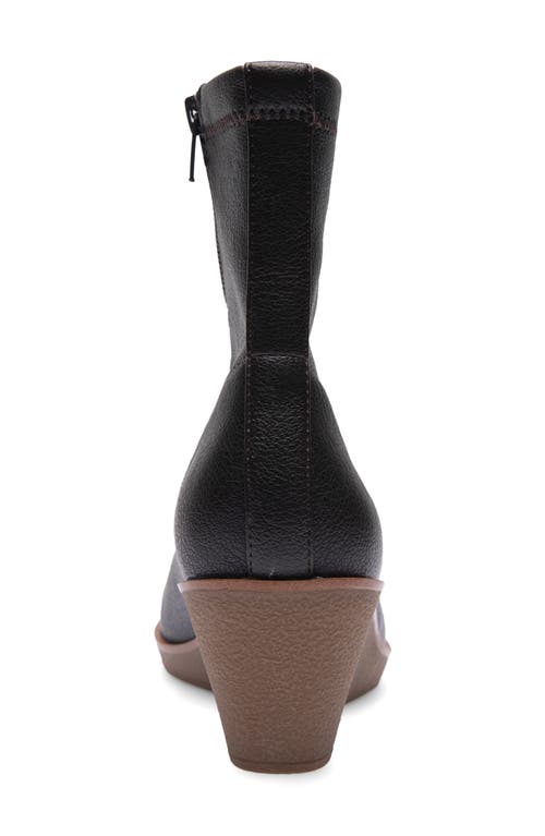 Aerosoles Binnie Wedge Bootie In Java Stretch Pebbled Faux