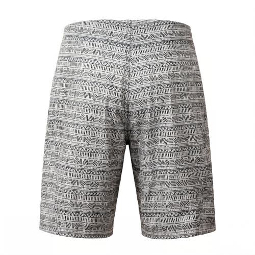 Uv Skinz Coastal Board Shorts In Cool Grey Aztec Stripe
