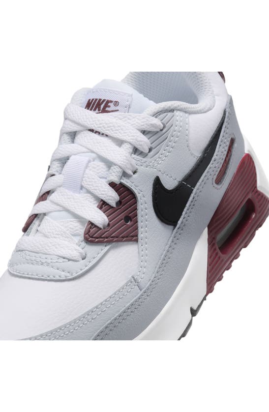 Shop Nike Kids' Air Max 90 Sneaker In White/ Dark Red/ Platinum