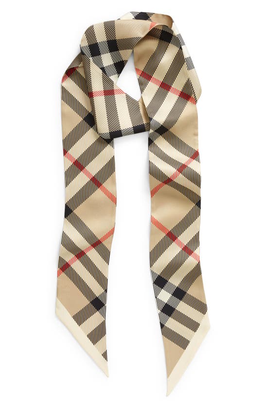 Shop Burberry Skinny Check Silk Twill Twilly Scarf In Archive Beige