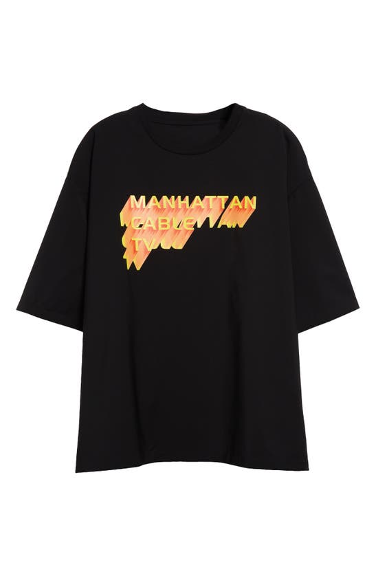 Shop 4sdesigns Manhattan Cable Tv Wool Graphic T-shirt In Black