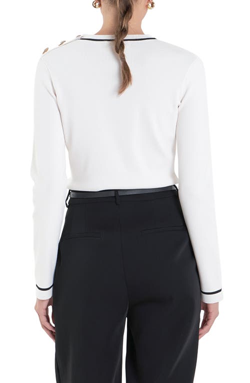 English Factory Stripe Rib Sweater In Off White/ Black