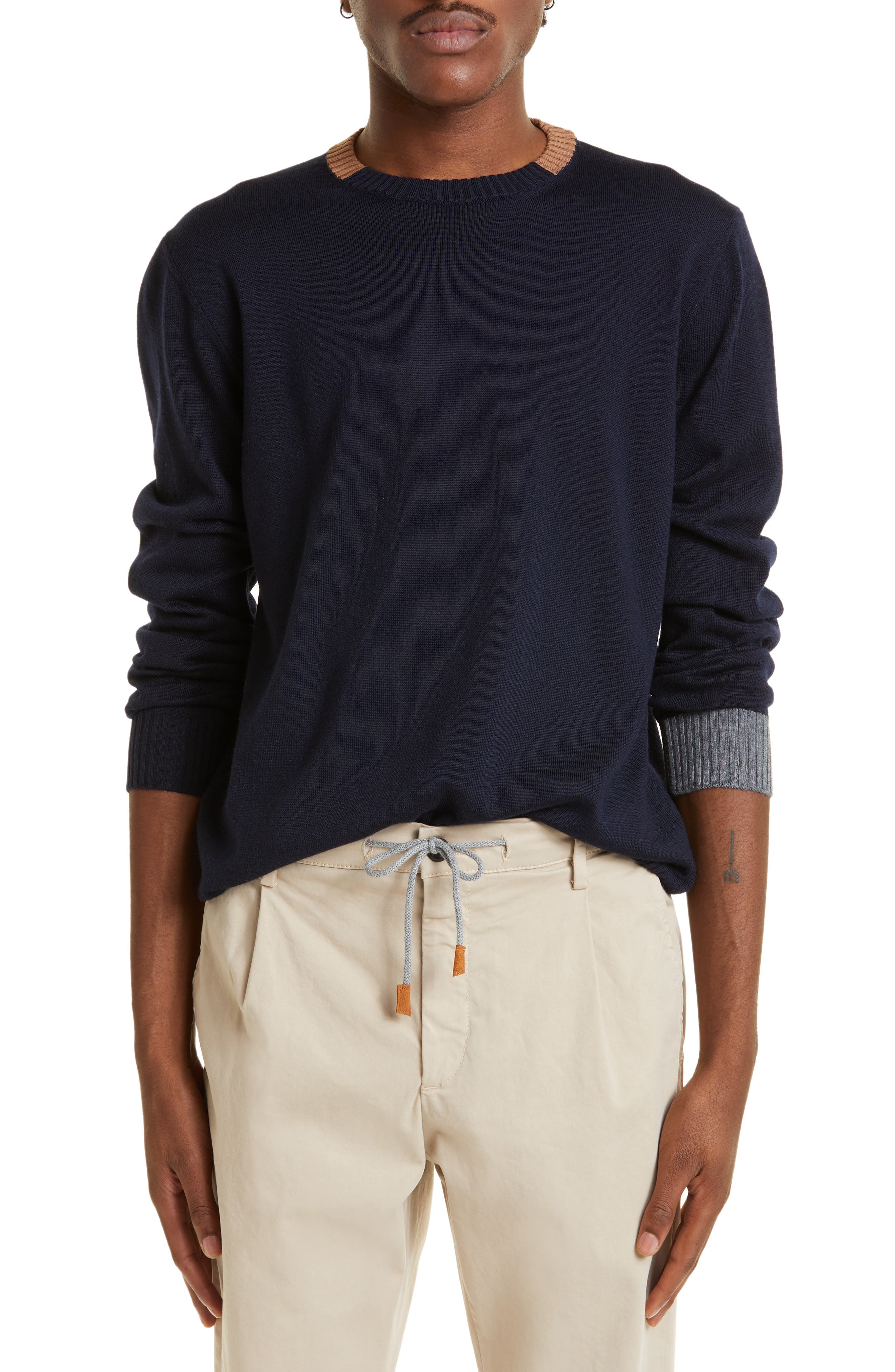 Eleventy Colorblock Crewneck Wool 