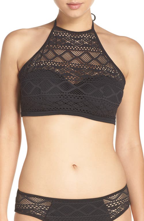 Freya Underwire Padded High Neck Bikini Top in Black