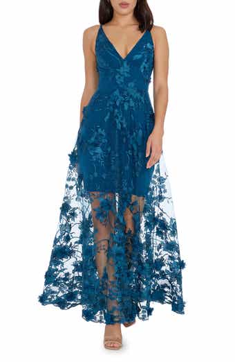 Ariyah Sleeveless Floral Sequin Gown