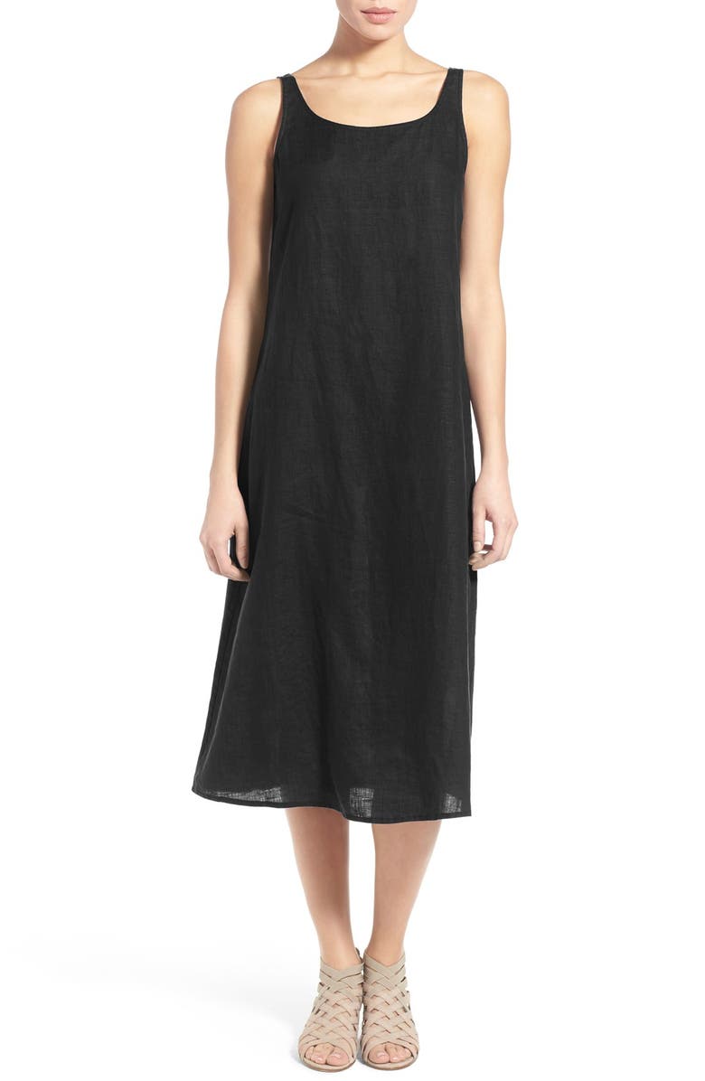 Eileen Fisher Organic Linen Scoop Neck Midi Tank Dress (Regular ...