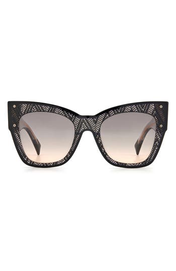 Missoni 52mm Cat Eye Sunglasses In Black Nude/grey Shaded Pink