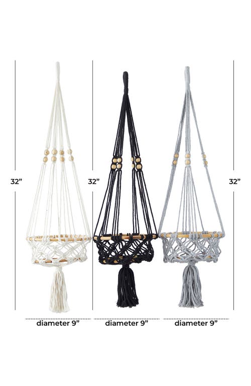 Shop Novogratz Set Of 3 Hanging Crochet Plant Holders In Black/grey/white Multi