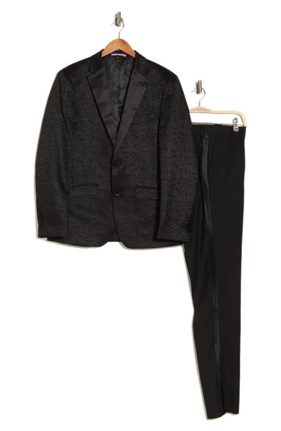 Soul Of London Tonal Paisley Suit In Black