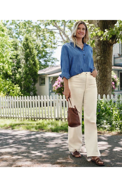 Shop Lands' End Plus Size Recover High Rise Wide Leg Blue Jeans In Natural