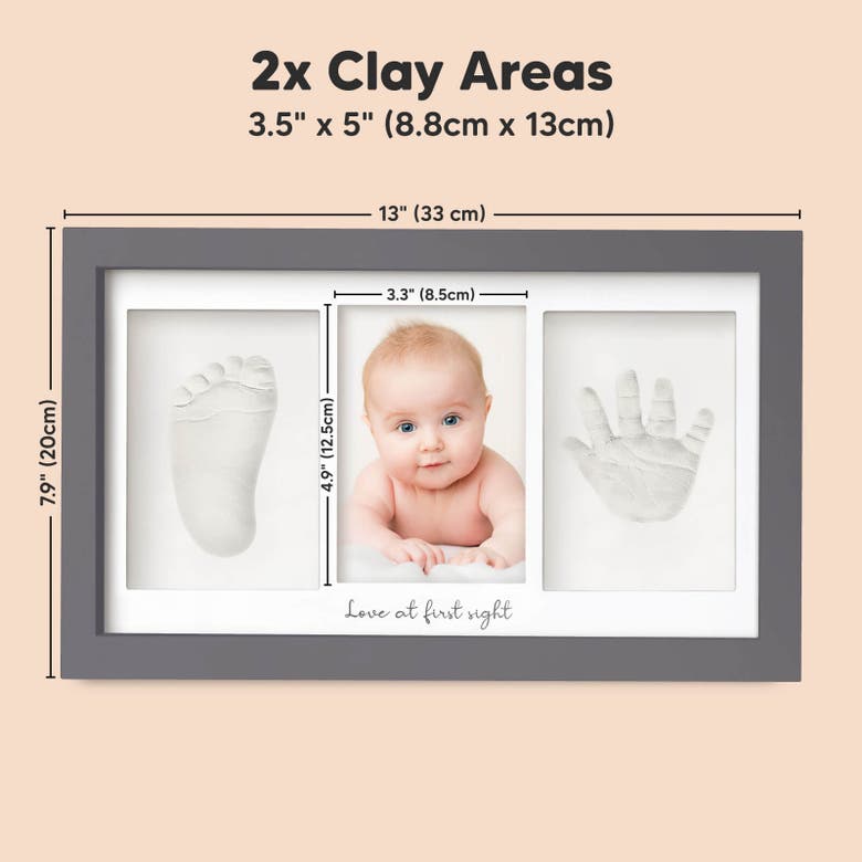 Shop Keababies Baby Handprint & Footprint Keepsake Duo Frame In Gunmetal Gray